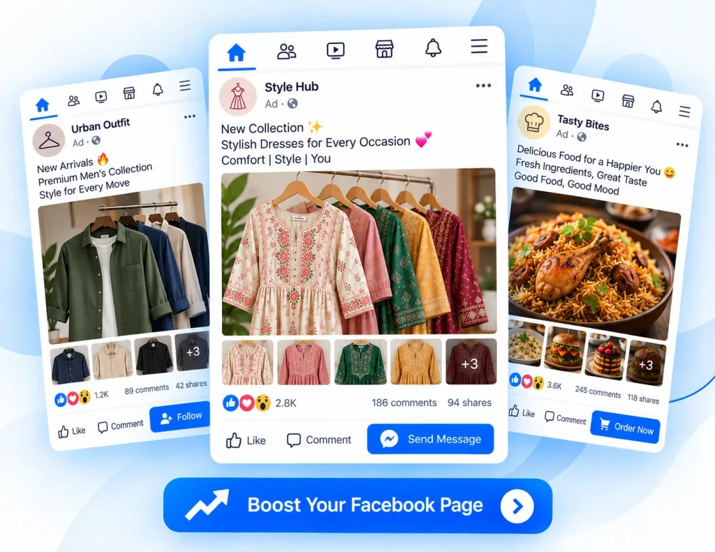 a mock up of facecbook boost